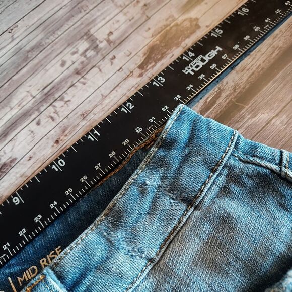 Vanilla Star Blue Jean Shorts with Yellow Embroidery - Picture 10 of 14